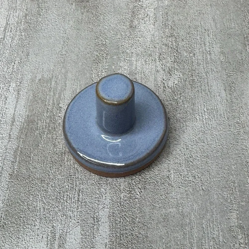 Vintage Ceramic Terracotta Blue Glaze Cookie Press Stamp Rose Floral 2